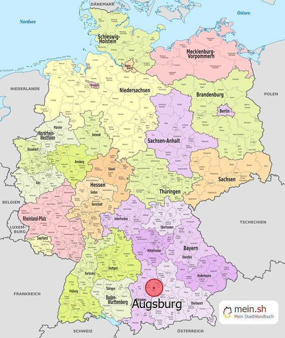 Deutschlandkarte mit Augsburg