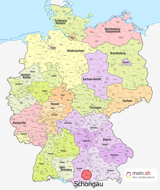 Deutschlandkarte mit Schongau