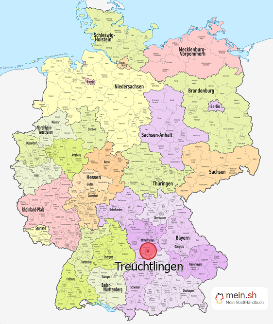 Deutschlandkarte mit Treuchtlingen
