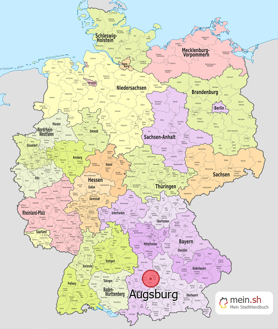 Deutschlandkarte mit Augsburg