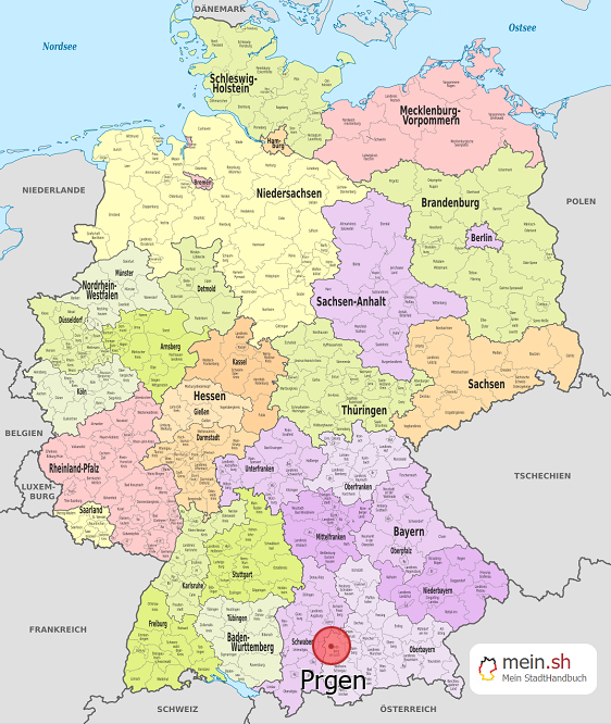 Deutschlandkarte mit Prgen