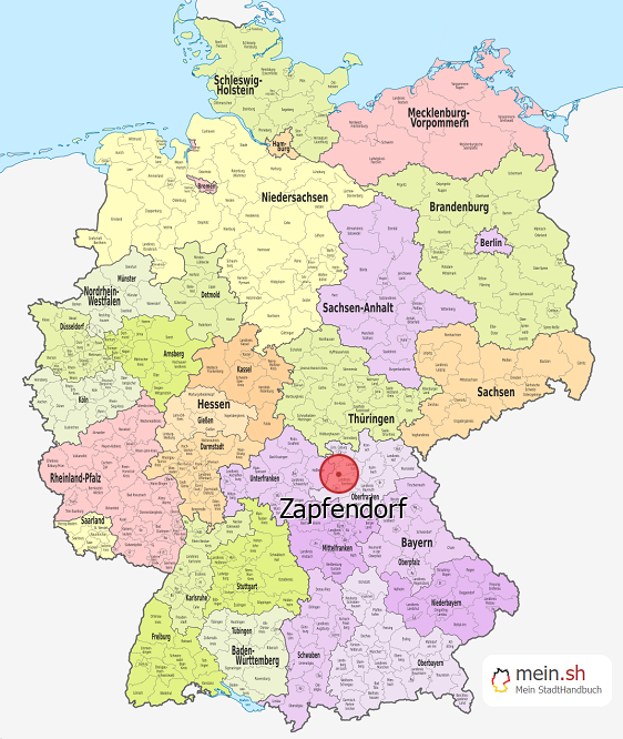 Deutschlandkarte mit Zapfendorf