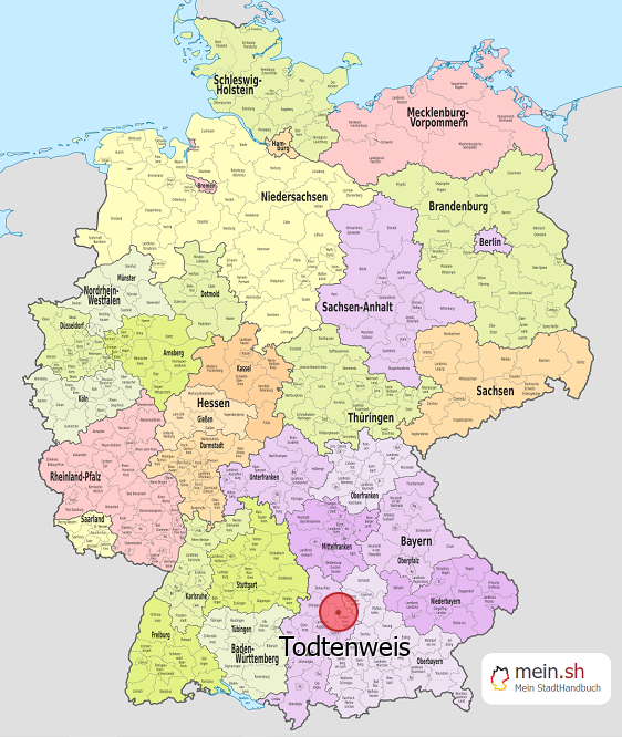 Deutschlandkarte mit Todtenweis