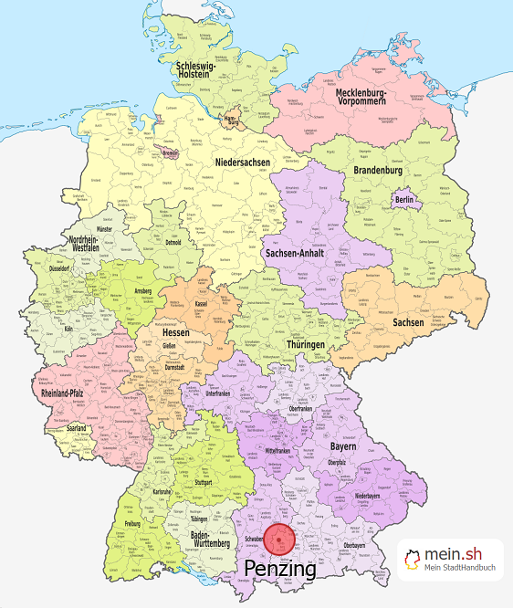 Deutschlandkarte mit Penzing