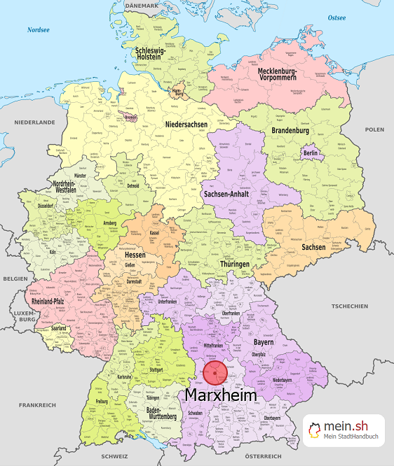 Deutschlandkarte mit Marxheim