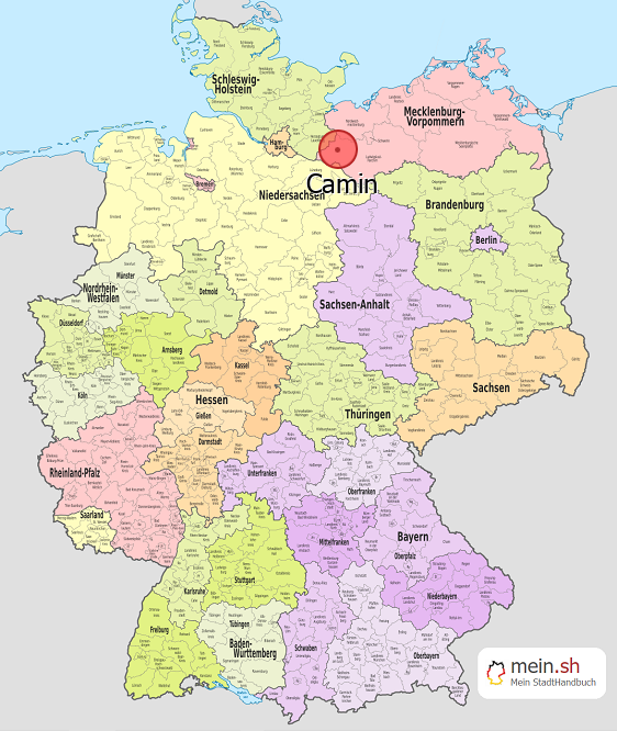 Deutschlandkarte mit Camin