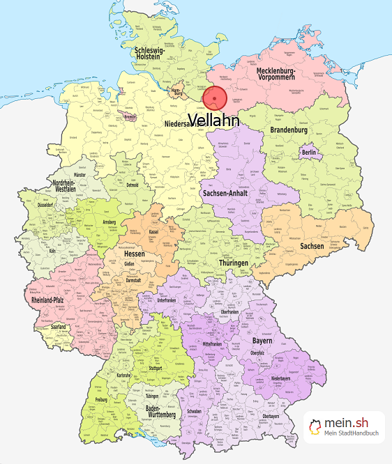 Deutschlandkarte mit Vellahn