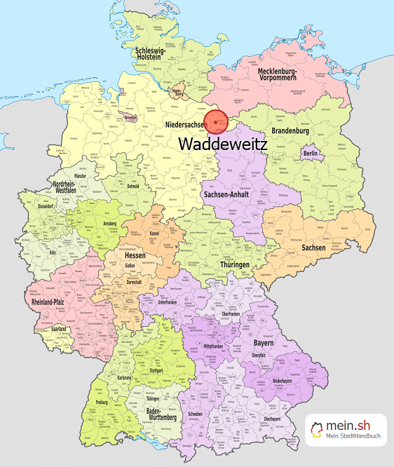 Deutschlandkarte mit Waddeweitz