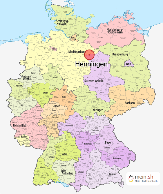 Deutschlandkarte mit Henningen