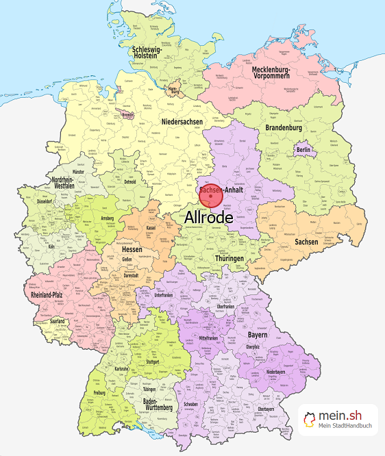 Deutschlandkarte mit Allrode