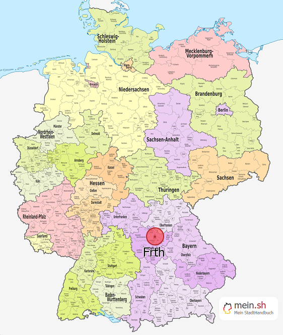 Deutschlandkarte mit Frth
