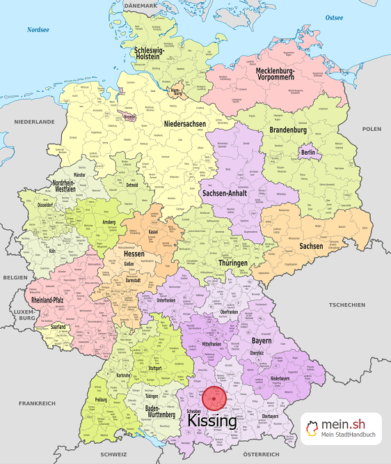 Deutschlandkarte mit Kissing