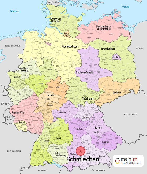 Deutschlandkarte mit Schmiechen