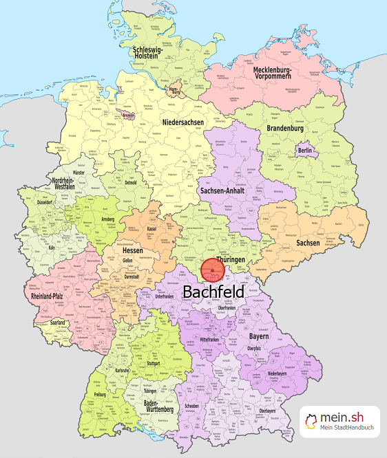 Deutschlandkarte mit Bachfeld