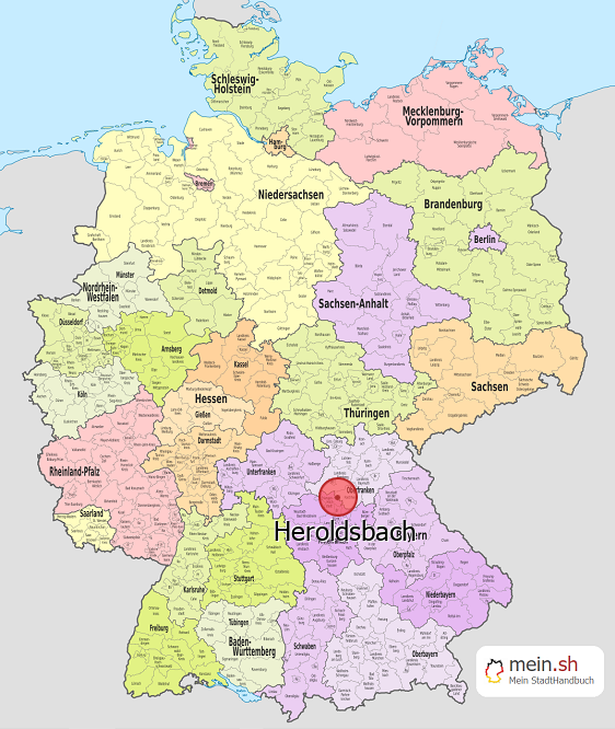 Deutschlandkarte mit Heroldsbach