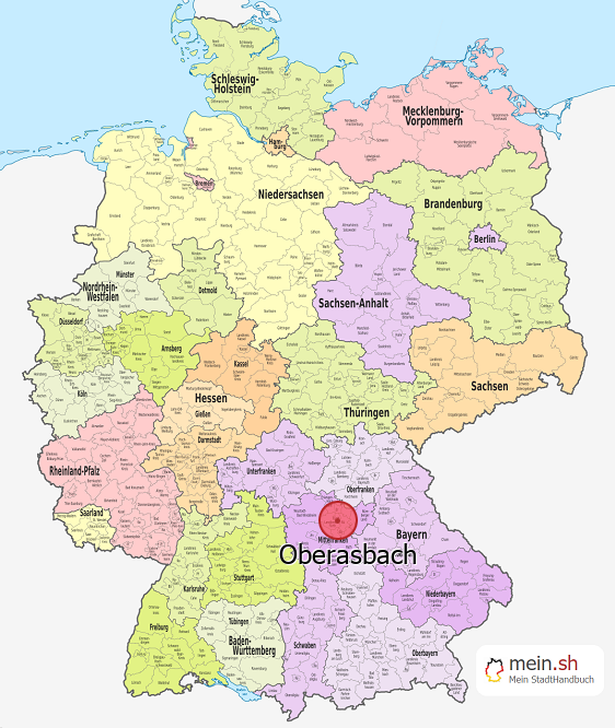 Deutschlandkarte mit Oberasbach