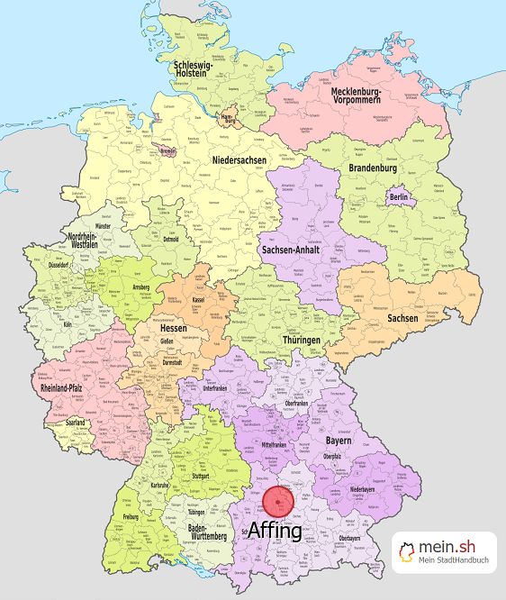 Deutschlandkarte mit Affing