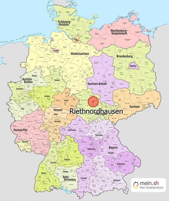Deutschlandkarte mit Riethnordhausen