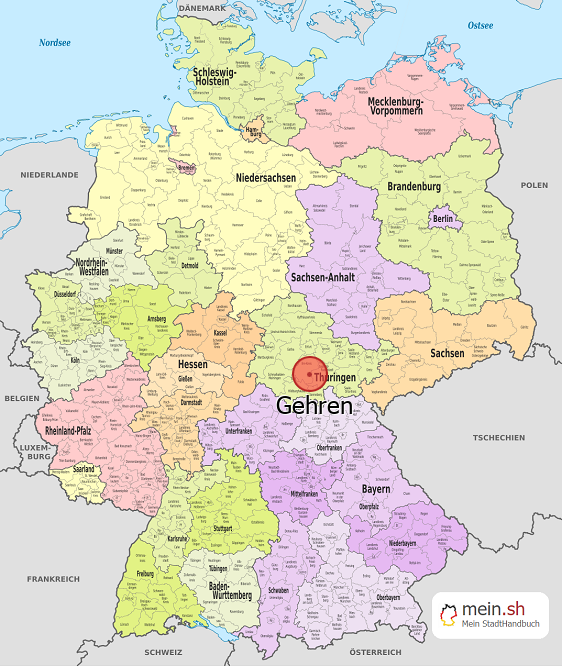Deutschlandkarte mit Gehren