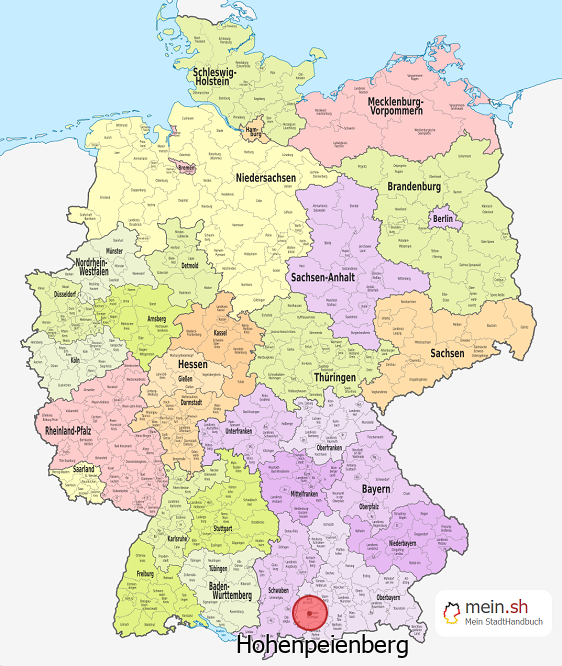 Deutschlandkarte mit Hohenpeienberg
