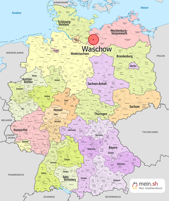 Deutschlandkarte mit Waschow