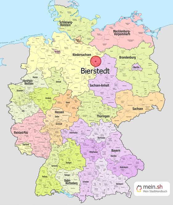 Deutschlandkarte mit Bierstedt