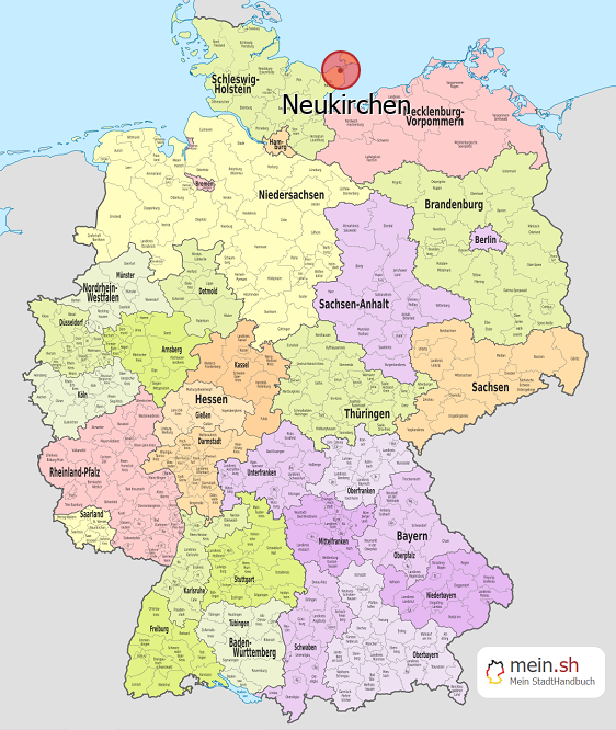 Deutschlandkarte mit Neukirchen