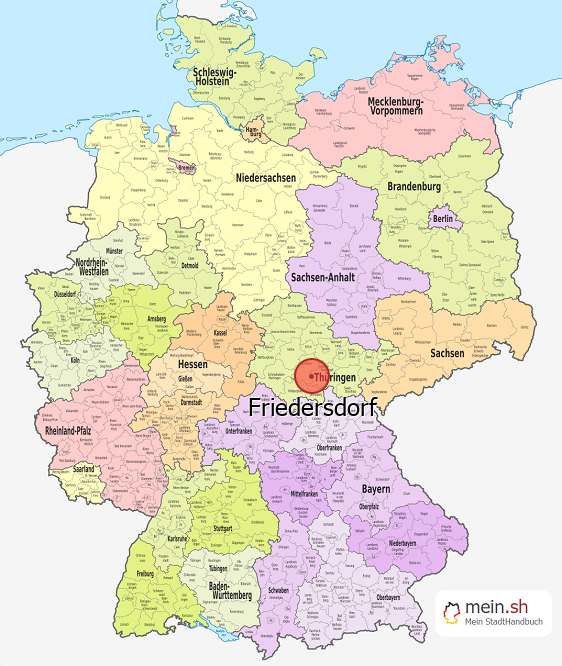 Deutschlandkarte mit Friedersdorf