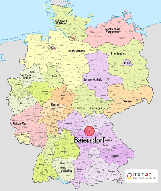 Deutschlandkarte mit Baiersdorf