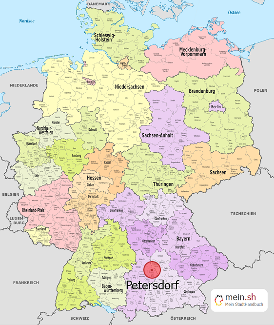 Deutschlandkarte mit Petersdorf