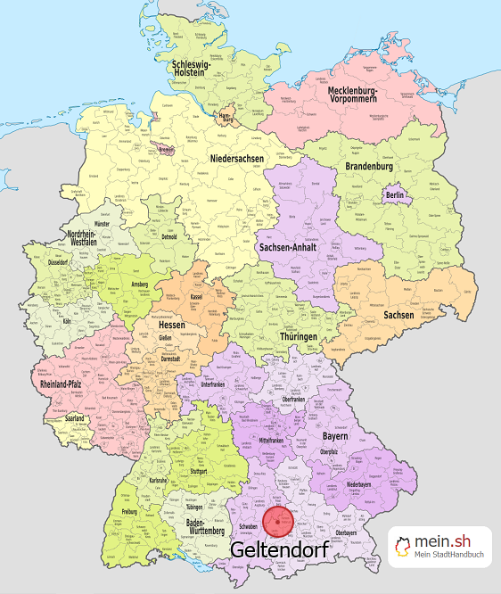 Deutschlandkarte mit Geltendorf