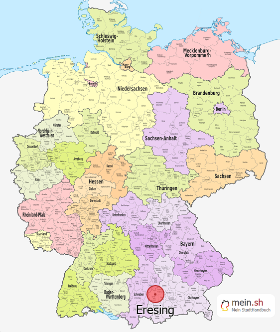 Deutschlandkarte mit Eresing