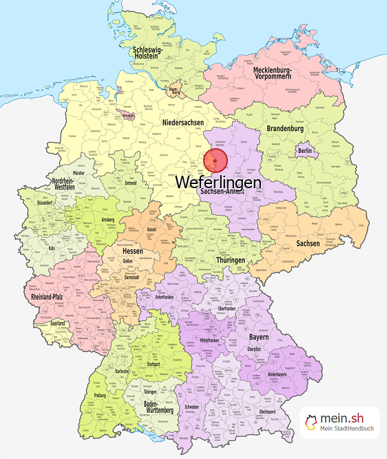 Deutschlandkarte mit Weferlingen