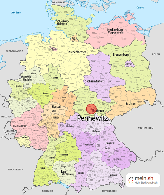 Deutschlandkarte mit Pennewitz