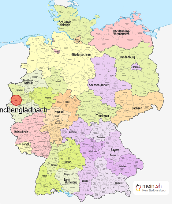 Deutschlandkarte mit Mnchengladbach