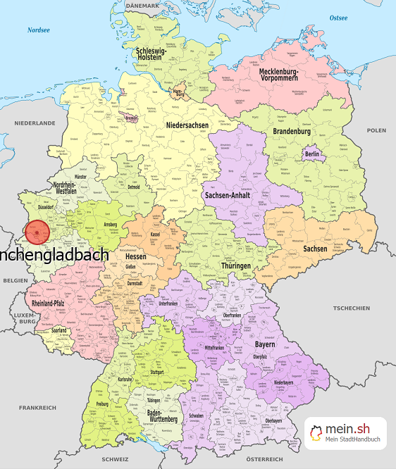 Deutschlandkarte mit Mnchengladbach