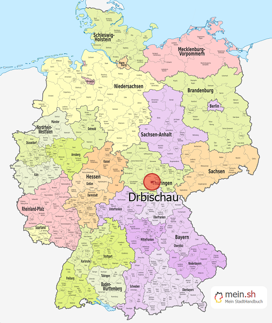 Deutschlandkarte mit Drbischau