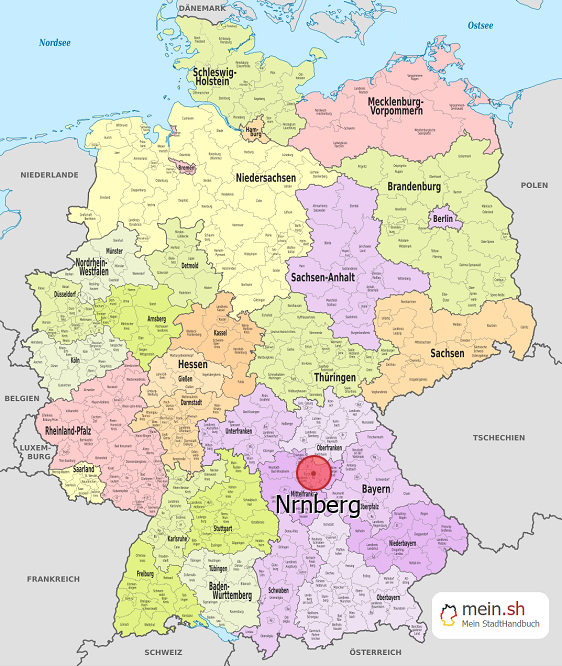 Deutschlandkarte mit Nrnberg
