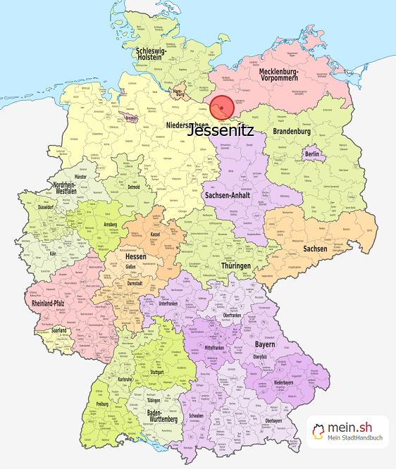 Deutschlandkarte mit Jessenitz