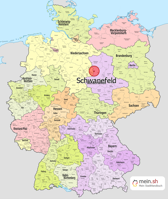 Deutschlandkarte mit Schwanefeld
