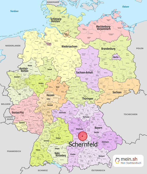 Deutschlandkarte mit Schernfeld