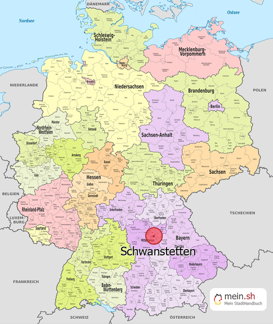 Deutschlandkarte mit Schwanstetten