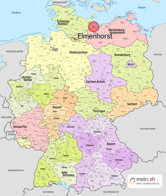Deutschlandkarte mit Elmenhorst