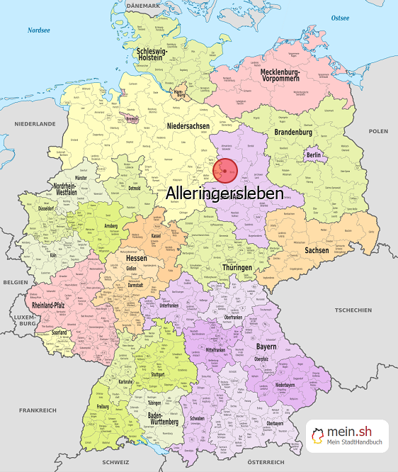 Deutschlandkarte mit Alleringersleben