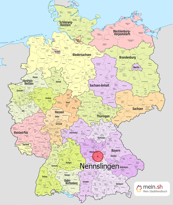 Deutschlandkarte mit Nennslingen