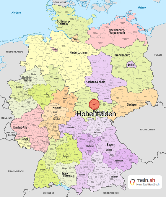 Deutschlandkarte mit Hohenfelden