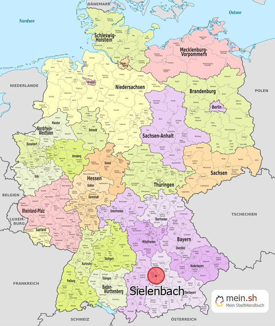 Deutschlandkarte mit Sielenbach