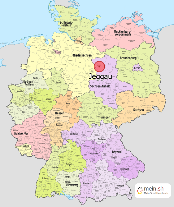 Deutschlandkarte mit Jeggau