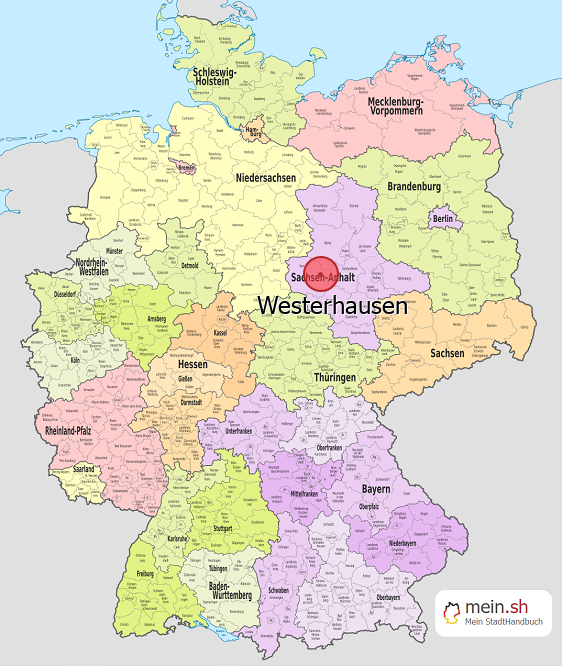 Deutschlandkarte mit Westerhausen