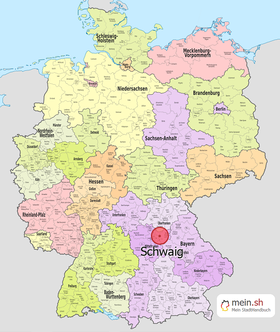 Deutschlandkarte mit Schwaig